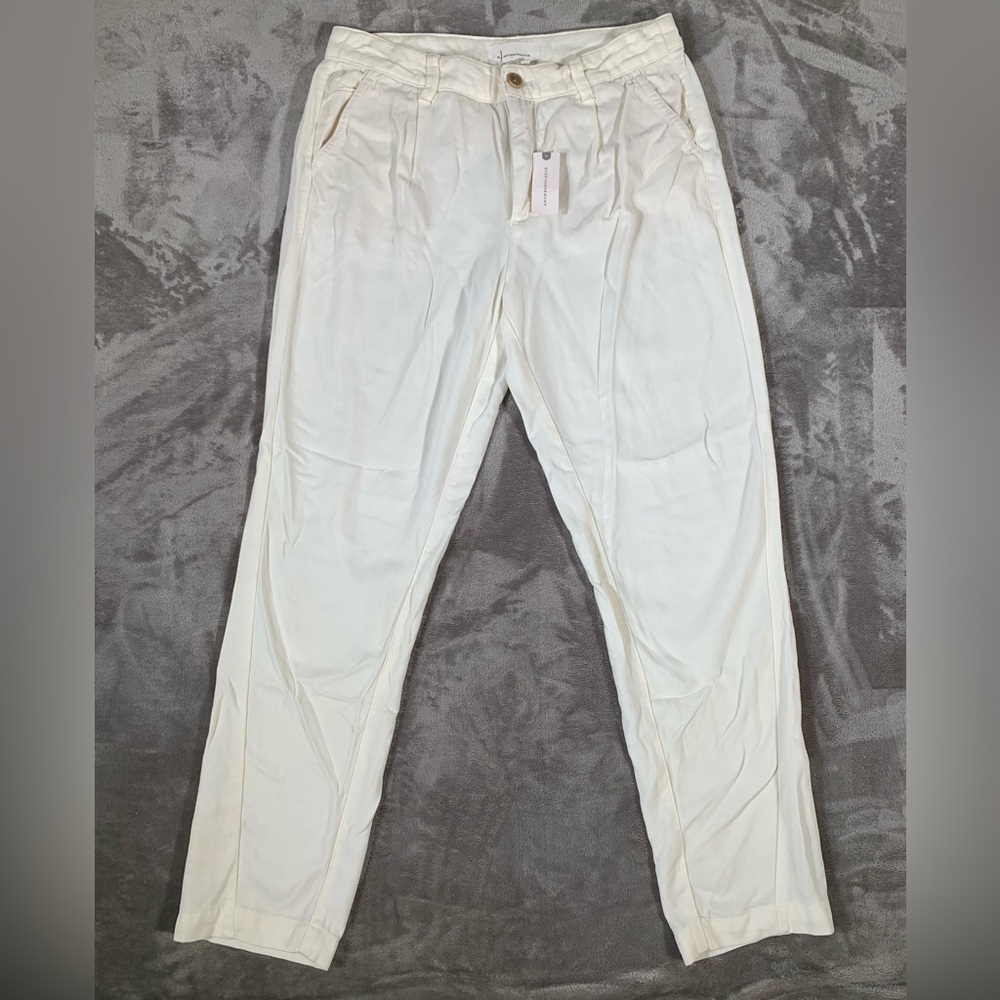 Anthropology Linen Pants Womens 28 White Straight Leg 29" Inseam NWT